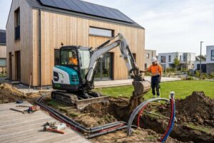 Wykop pod instalacje sanitarne i przyłącze gazowe – usługi koparką