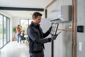Montaż jednostki klimatyzacji w domu jednorodzinnym przez instalatora