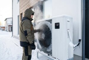 Montaż instalacji grzewczej z pompą ciepła w budynku, przygotowanie przyłączy i armatury sanitarnej